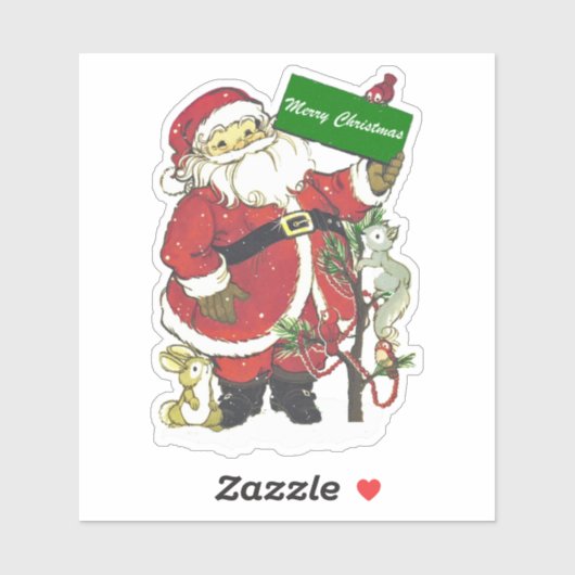 サンタアニマルズリトルツリー雪メリークリスマス シール (シート)