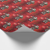 サンタアフリカヒョウクロース赤 ラッピングペーパー (角)