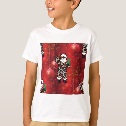 サンタアフリカヒョウクロース赤 Tシャツ (正面)