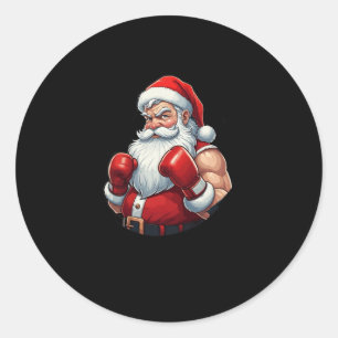 サンタアボクサーおもしろいクリスマスボクシングホーホリーノック ラウンドシール