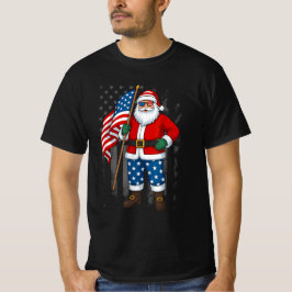 サンタアメリカ国旗のクリスマス(7月) Tシャツ