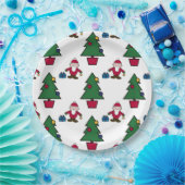 サンタアンドクリスマスツリー紙 ペーパープレート (パーティー)