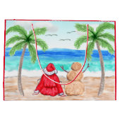 サンタアンドサンド雪だるまオンビーチクリスマス ラージペーパーバッグ (裏面)