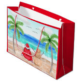 サンタアンドサンド雪だるまオンビーチクリスマス ラージペーパーバッグ (正面アングル)