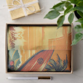 サンタアンドサーフボードレトロサーフィンビーチクリスマス 薄葉紙 (ギフト)