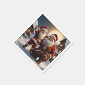 サンタアンドリトルヘルパークリスマスデザイン スタンダードカクテルナプキン
