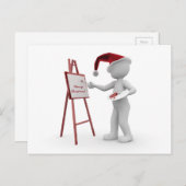 サンタアーティストレッドホワイトメリークリスマスイーゼル絵を描ー シーズンポストカード (正面/裏面)