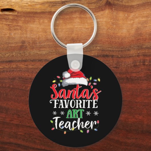 サンタアートお気に入りの先生クリスマスおもしろいギフトID キーホルダー (正面)