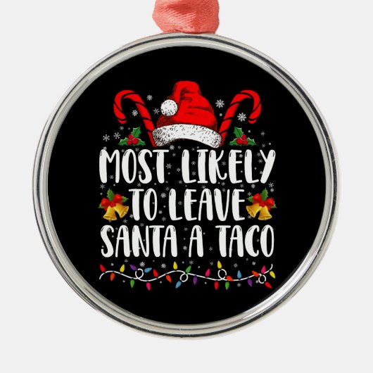 サンタア離れタコのクリスマスに最もおもしろい近い メタルオーナメント (正面)