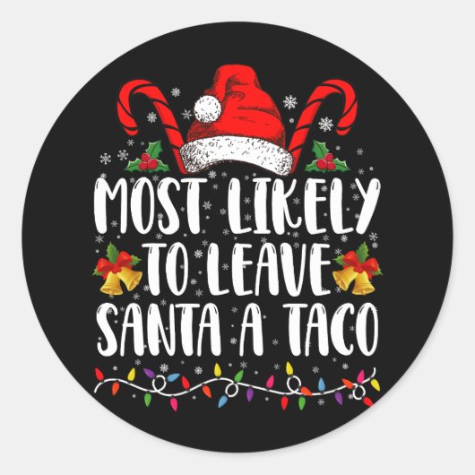 サンタア離れタコのクリスマスに最もおもしろい近い ラウンドシール (正面)