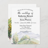 サンタイエズヴィネヤードワインカントリーの水彩 招待状 (正面/裏面)