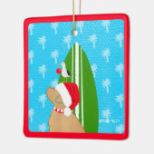 サンタイエロー・ラブラドール・レトリーバーサーフボードドッグクリスマス装飾 セラミックオーナメント (左)