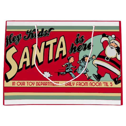 サンタイスヒアレトロクリスマス抱き枕 ラージペーパーバッグ (正面)