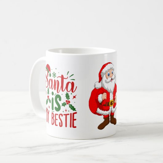 サンタイズマイベスティーおもしろいクリスマス引用文 コーヒーマグカップ (正面左)