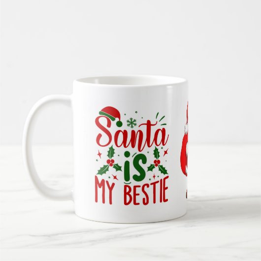 サンタイズマイベスティーおもしろいクリスマス引用文 コーヒーマグカップ (左)