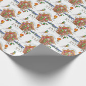 サンタインギンガーブレッドハウスと小妖精や小人カラフルおもしろい ラッピングペーパー (角)