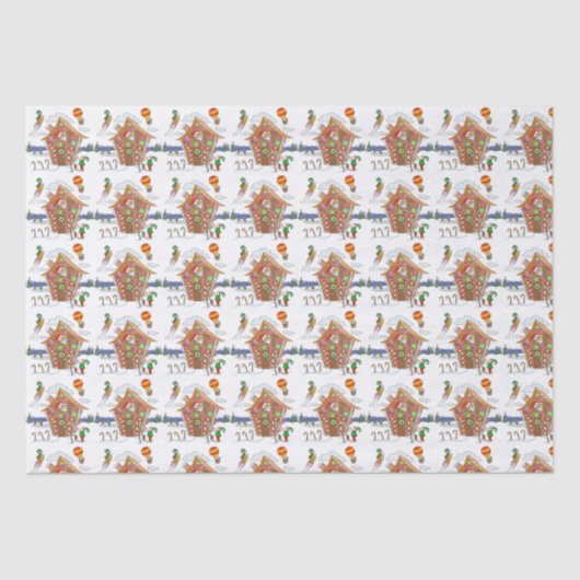 サンタインギンガーブレッドハウス小妖精や小人とキャンディカン 薄葉紙 (正面)