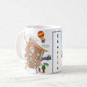 サンタインギンガーブレッドハウス小妖精や小人 カラフル コーヒーマグカップ (正面左)