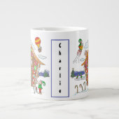 サンタインギンガーブレッドハウス小妖精や小人 カラフル ジャンボコーヒーマグカップ (正面)