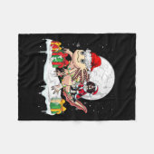 サンタイングリッシュスリンガースパニエル犬ライディングアクソロテルチ フリースブランケット (正面(横))