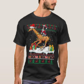 サンタイングリッシュスリンガースパニエル犬ライディングキリンクリスマス Tシャツ (正面)