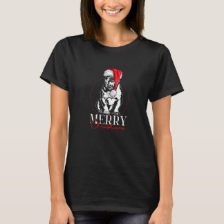 サンタイングリッシュブルドッグメリークリスマス犬のママ犬 Tシャツ