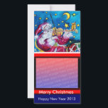 サンタインスパイアクリスマス写真テンプレート シーズンカード<br><div class="desc">ミュージカルお洒落と水芸術的色の赤鮮やか、青、黄絵画、白の色Bulgan Lumini (c)。</div>