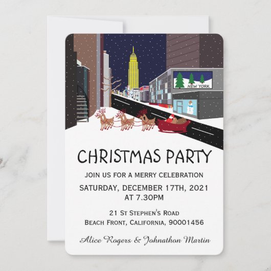 サンタインニューヨーククリスマスパーティの招待状 招待状 (正面)