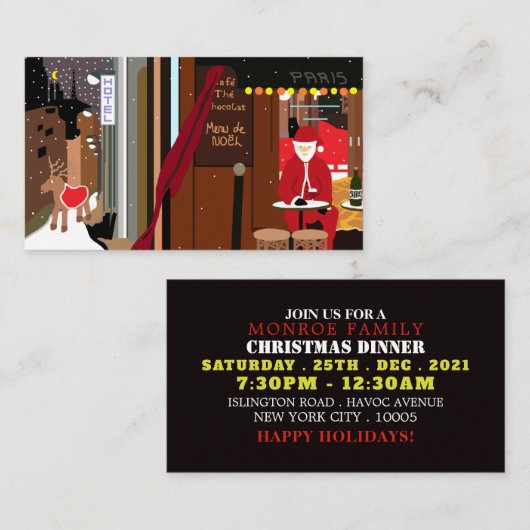 サンタインパリスクリスマスパーティーチケット招待状 エンクロージャーカード (正面/裏面)