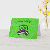 サンタインポリパトカーのクリスマスカード カード (黄色い花)