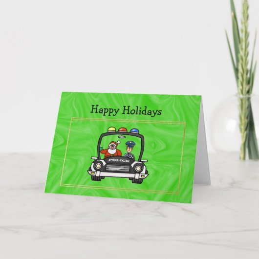 サンタインポリパトカーのクリスマスカード カード (正面)