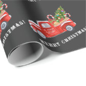 サンタインヴィンテージレッドクリスマストラックウィンドウ ラッピングペーパー (ロールコーナー)