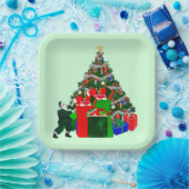 サンタウィズプレゼントアットツリー紙プレート ペーパープレート (パーティー)