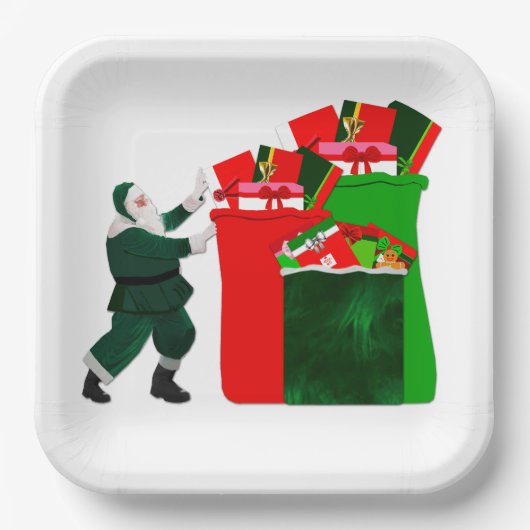 サンタウィズプレゼント紙プレート ペーパープレート (正面)