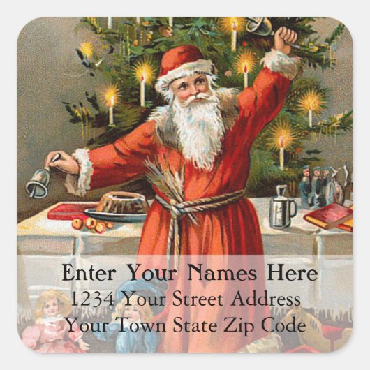 サンタウィズベルズヴィンテージクリスマス住所 シール (正面)