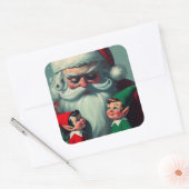 サンタウィズ小妖精や小人レトロクリスマスヴィンテージ スクエアシール (封筒)