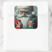 サンタウィズ小妖精や小人レトロクリスマスヴィンテージ スクエアシール (バッグ)