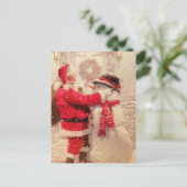 サンタウィズ雪だるまヴィンテージクリスマス シーズンポストカード (スタンド正面)