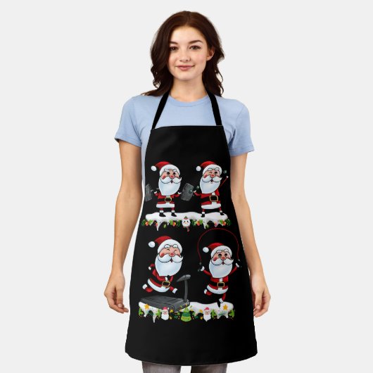 サンタウェイトリフティングクリスマスフィットネスジムデッドリフト エプロン (着用した状態)