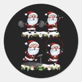 サンタウェイトリフティングクリスマスフィットネスジムデッドリフト ラウンドシール (正面)