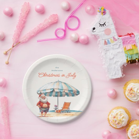 サンタウォーターの色のクリスマス7月の夏のパーティー ペーパープレート (パーティー)