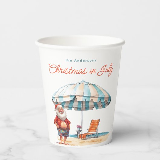 サンタウォーターの色のクリスマス7月の夏のパーティー 紙コップ (裏面)