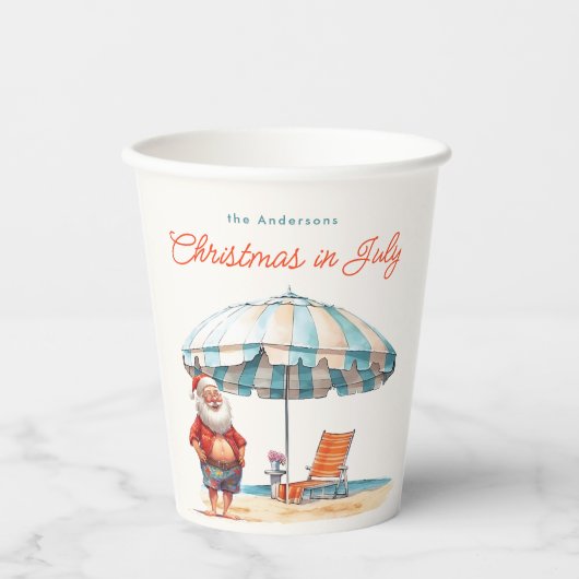 サンタウォーターの色のクリスマス7月の夏のパーティー 紙コップ (正面)