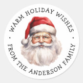 サンタウォーターの色の暖かい冬の願い ラウンドシール (正面)
