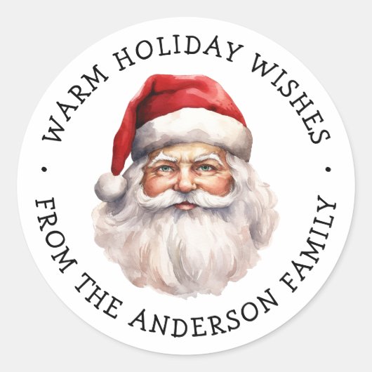 サンタウォーターの色の暖かい冬の願い ラウンドシール (正面)