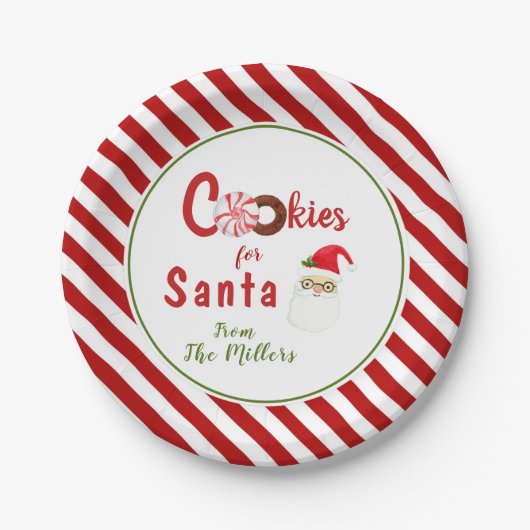 サンタウォーター用かわいいクッキー ペーパープレート (正面)