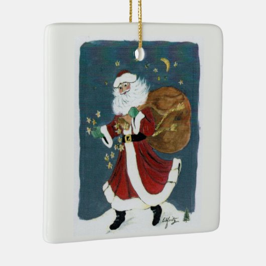 サンタウォー信じターカラーの絵画文字 セラミックオーナメント (右)