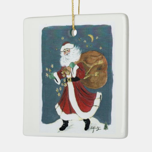 サンタウォー信じターカラーの絵画文字 セラミックオーナメント (左)
