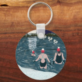 サンタウール帽をかぶったクリスマスのワイルドスイミング キーホルダー (正面)