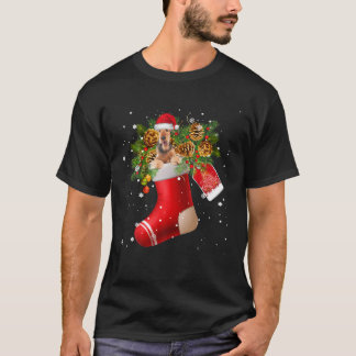 サンタエアデールテリアインクリスマスソックスパジャマ Tシャツ